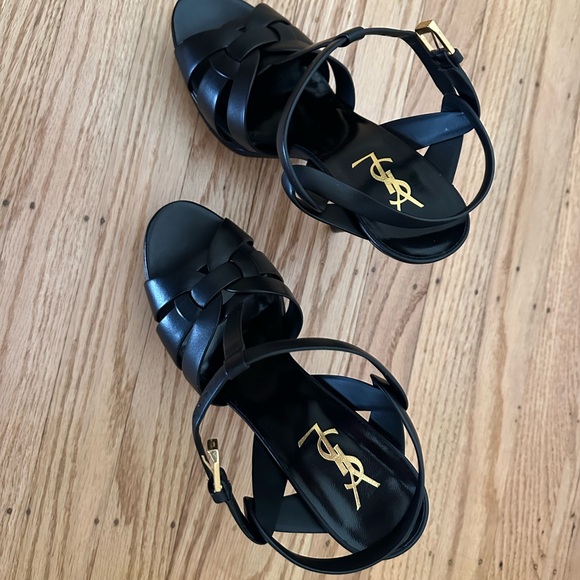 Saint Laurent Tribute 105 Leather Platform Sandal - Picture 7 of 14